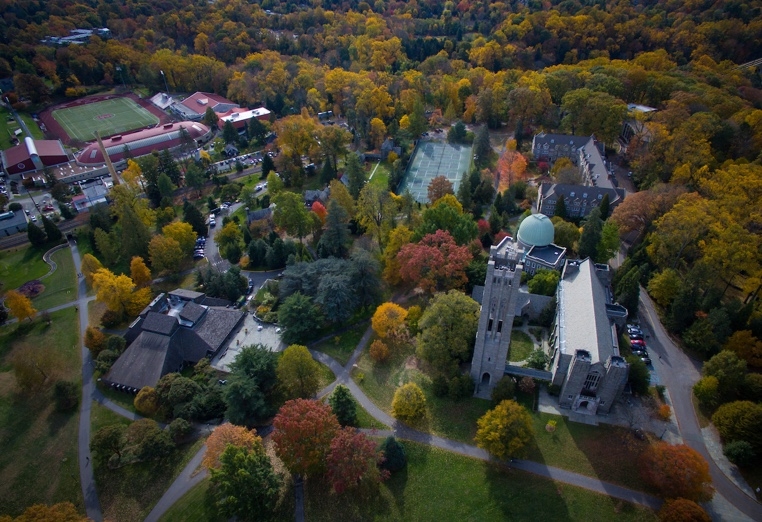 arial view of Swarthmore College campus